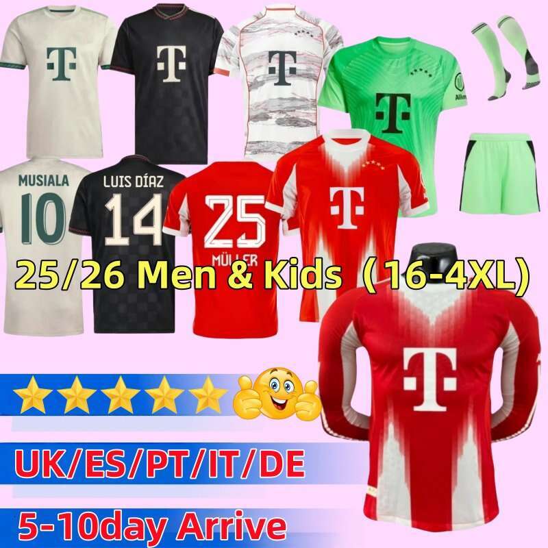 KANE bayernmunich 25 26 SANE KIMMICH MULLER MUSIALA FC BAYERNS 2025 2026 soccer jersey LUIS DiAZ OLISE DAVIES football Kit Kids Men shirt 125th bayernjersey