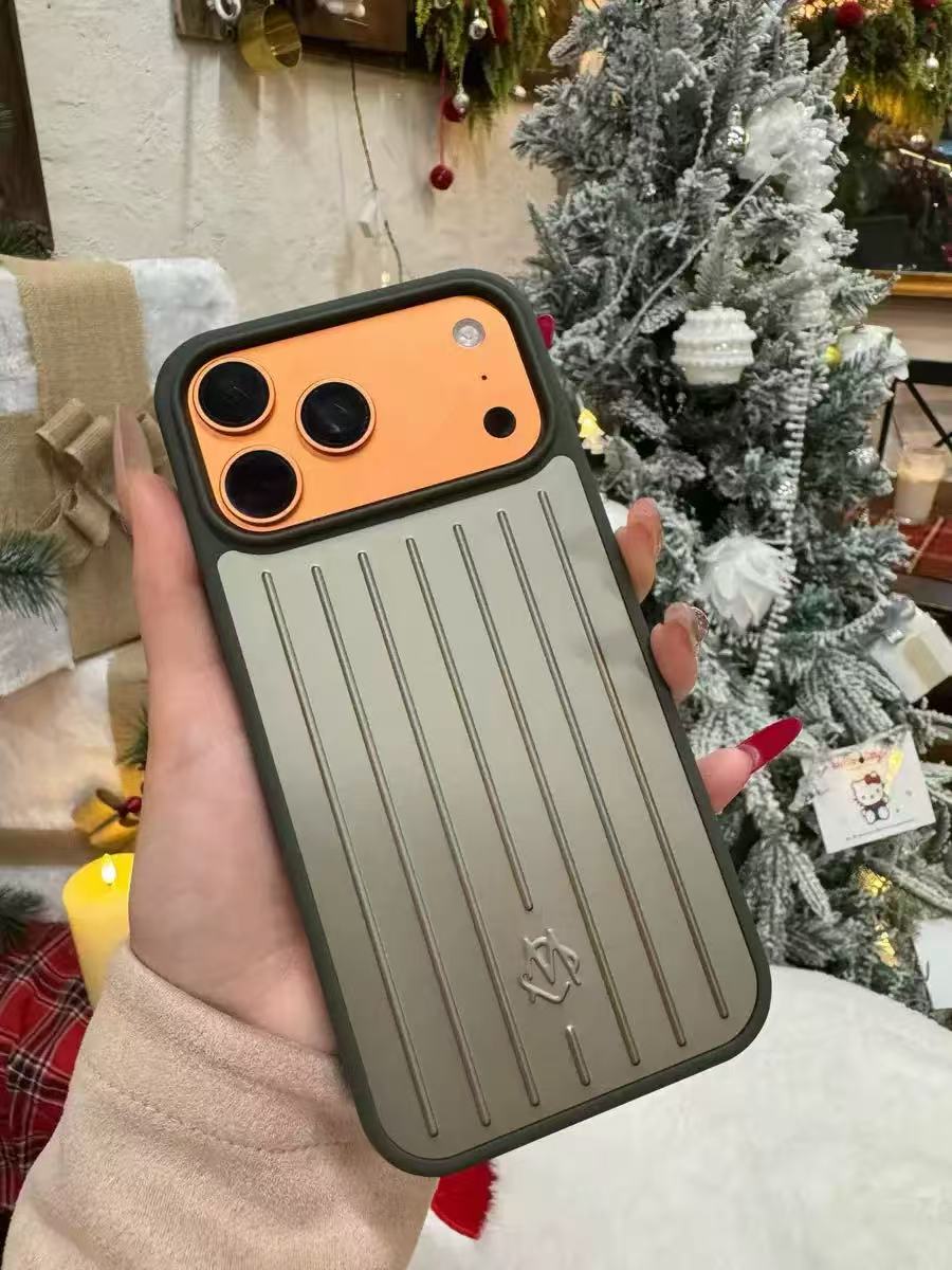 3D Corrugated Stripe Stylish Business Luggage Phone Case for IPhone17 Pro Max 16 15 14 13Aluminum alloy Hard Shockproof Bumper Luxury Funda