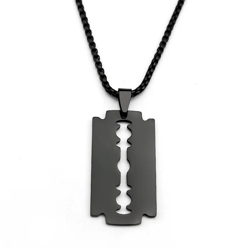 Gothic Blade Razor Pendant Necklaces Men Stainless Steel Black Goth Male Chain Necklace Grunge y2k emo Jewelry collier homme 251210