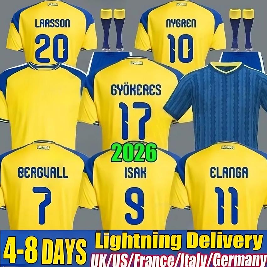 2026 2027 Sweden soccer Jerseys 26 27 isak Gyokeres Elanga Bergvall Nygren Larsson uniform home away Football Shirt