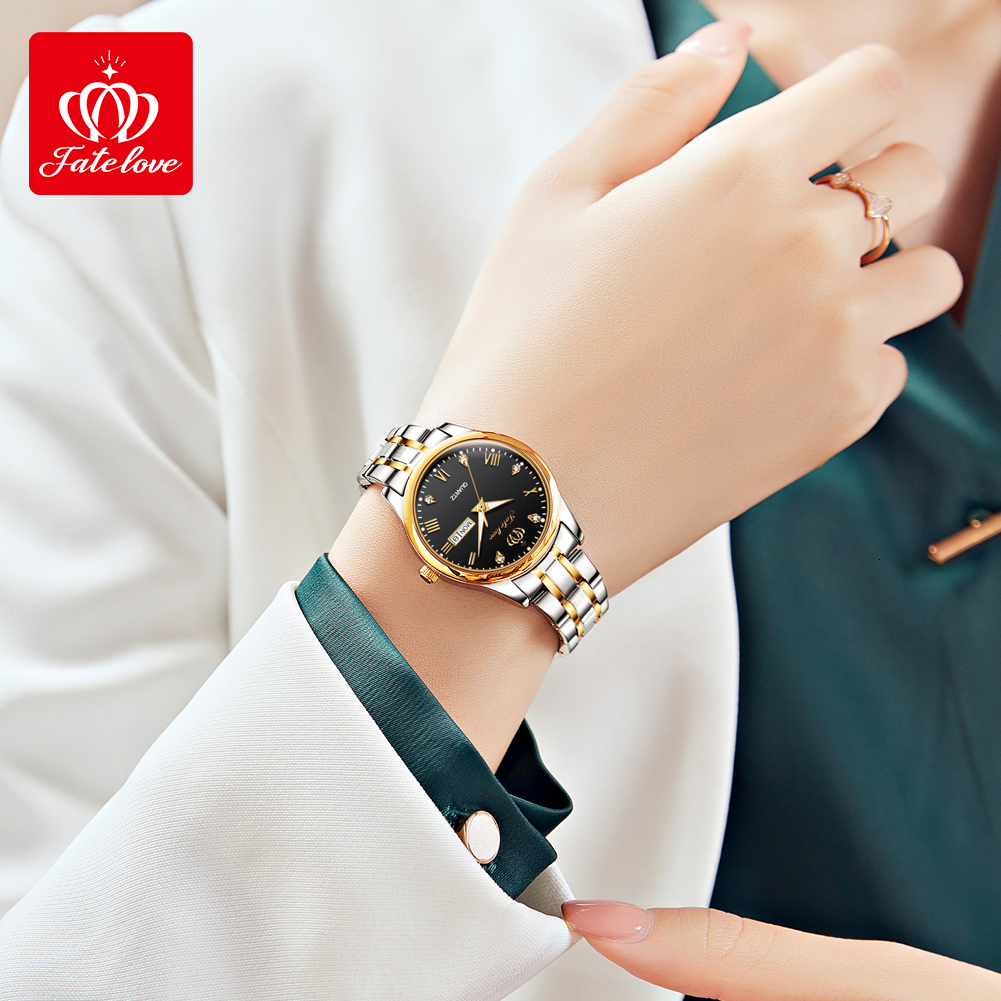 Designer Luxury Watch Brand Watch Weekly Calendar Simple Fashion Moissanite Inlaid Quartz Watch Waterproof Women's Watch Fashion High Quality