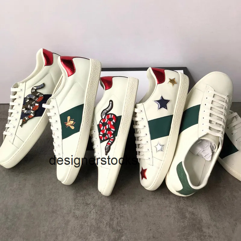With Box High Quality Fashion Designer Shoes Mens Womens Cartoons Casual Shoe Genuine Leather Bee Tiger Snake Em gucciis guccis gg guccisneakers guccishoe XWHT