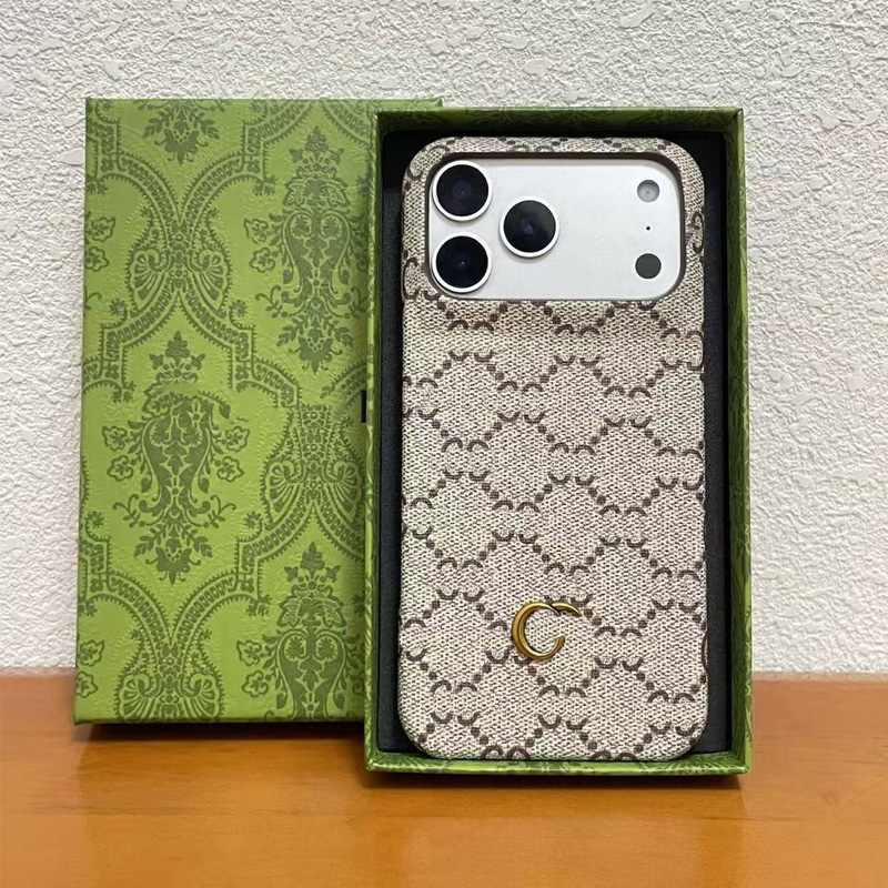 G 17 Pro Max Phone Case Designer Card Pocket Golden Badge iPhone Case with for iPhone 16 ProMax Cases Apple 15 14 13 12 Plus Cell Phone Cases Leather Mobile Cover 2026