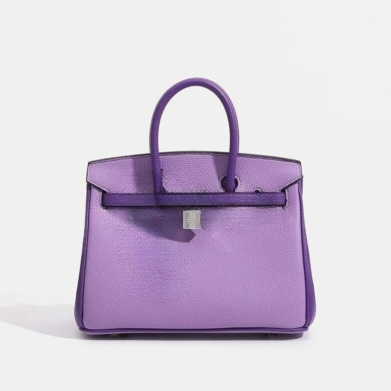 10A Designer Bag Fashionable Litchi Pattern Color-Block Shoulder Bag High-Quality Women's Crossbody Bag Classic Large-Capacity Top-Handle Bag with Platinum Buckle