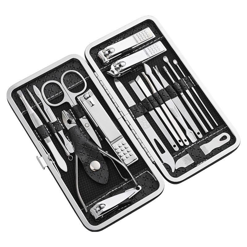 19Pcs/set Nail Clipper Set Manicure Pedicure Set Eyebrow Tweezer Stainless Steel Cutter Trimmer Dead Skin Pliers Remover Nipper Nails Scissor Tool