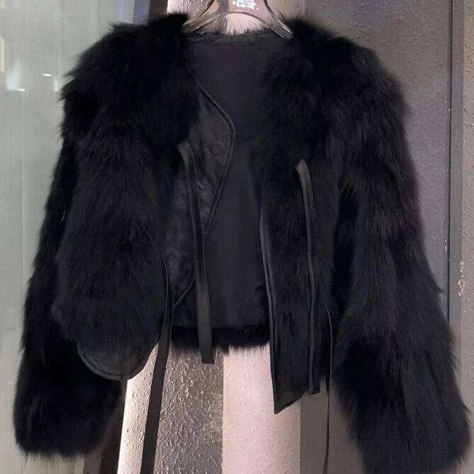 Designer Clothes Autumn Winter Imitation Fox New Light Luxury Lace Up Women S Coat Top Women Loose Fashion Faux Fur Jacket Hot Selling