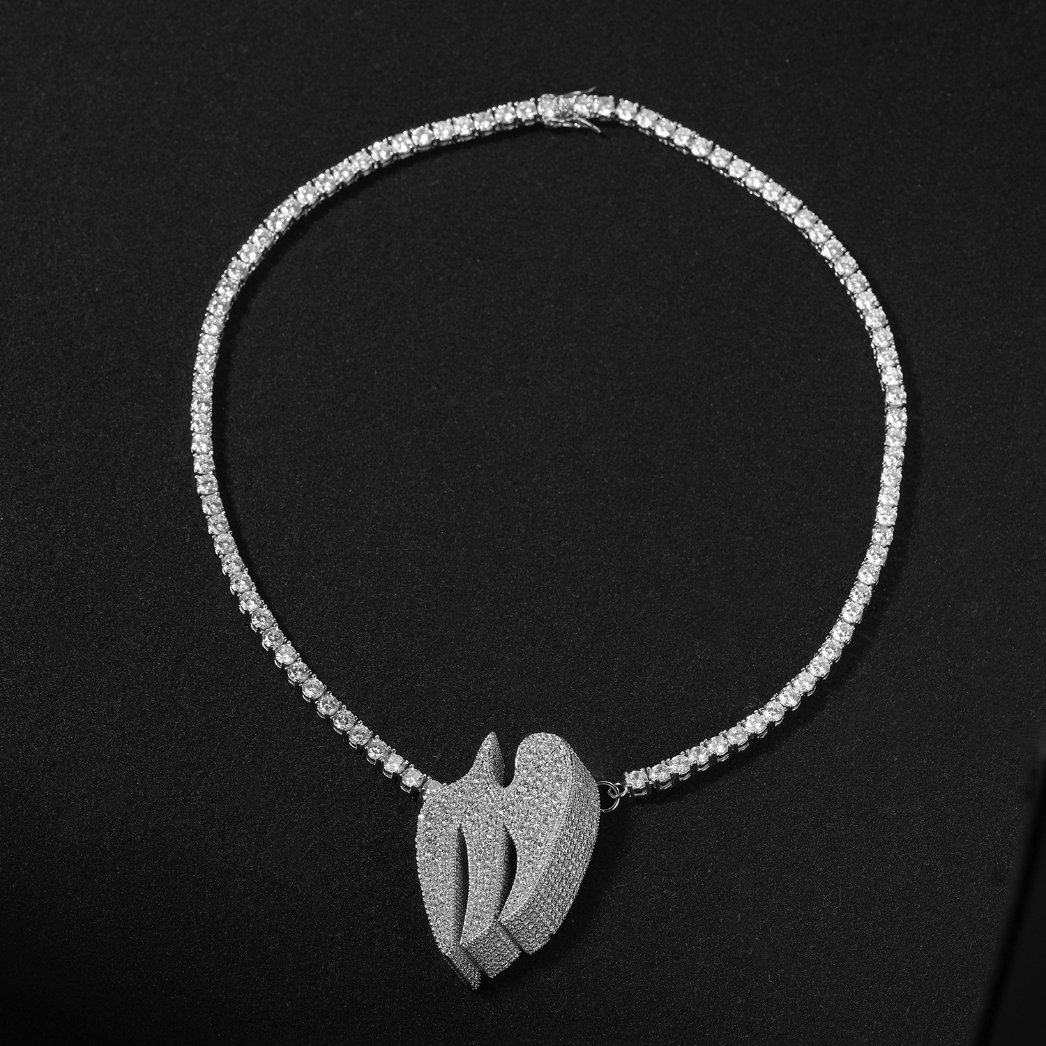 Hip Hop Flying Swallow Pendant Necklace Tennis Chain Choker TopBling 5A Zircons Real Gold Plated Men Women Couples Jewelry
