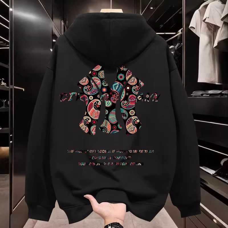 Men's Chinese Streetwear Hoodie - New Oversized/Loose Crew Neck, Casual Fleece-Lined, American Bad-Boy Style Men's Jacke