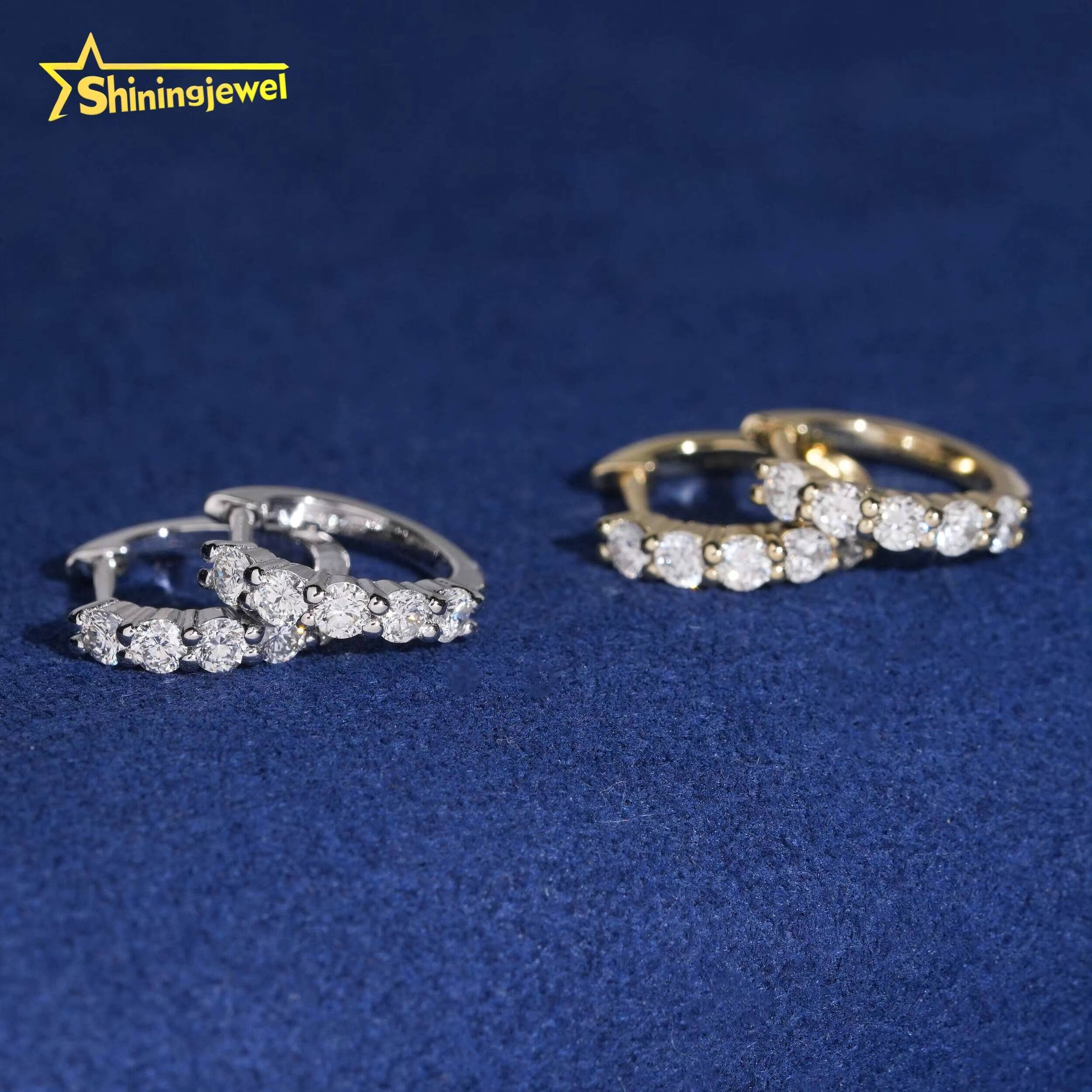 Wholesale Price Fine Jewelry 925 Silver Gold Plated Pass Diamond Test Hpht Lab Grown Diamonds Hoop Earrings