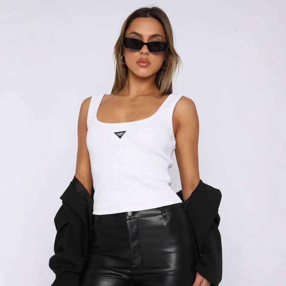 Fashion 2026 Classic Inverted Triangle WFX Embroidered Logo Rope Knitted Vest Top For Women Stylish Streetwear Short Length Pure Color Designer