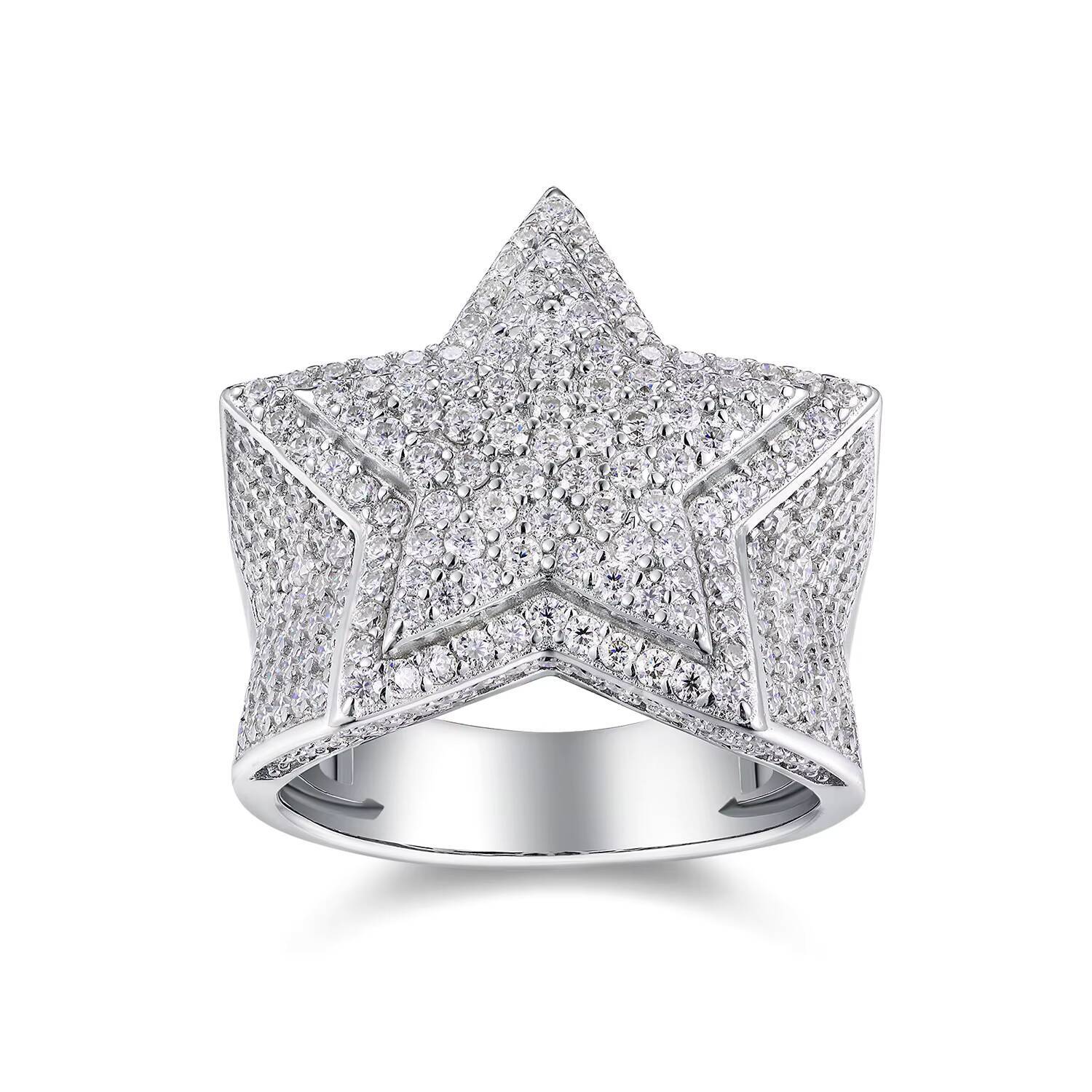 DE Star Design Moissanite Men Ring Hip Hop Five-pointed Shape Moissanite Men Ring Hip Hop Star VVS1 Moissanite Ring for Men