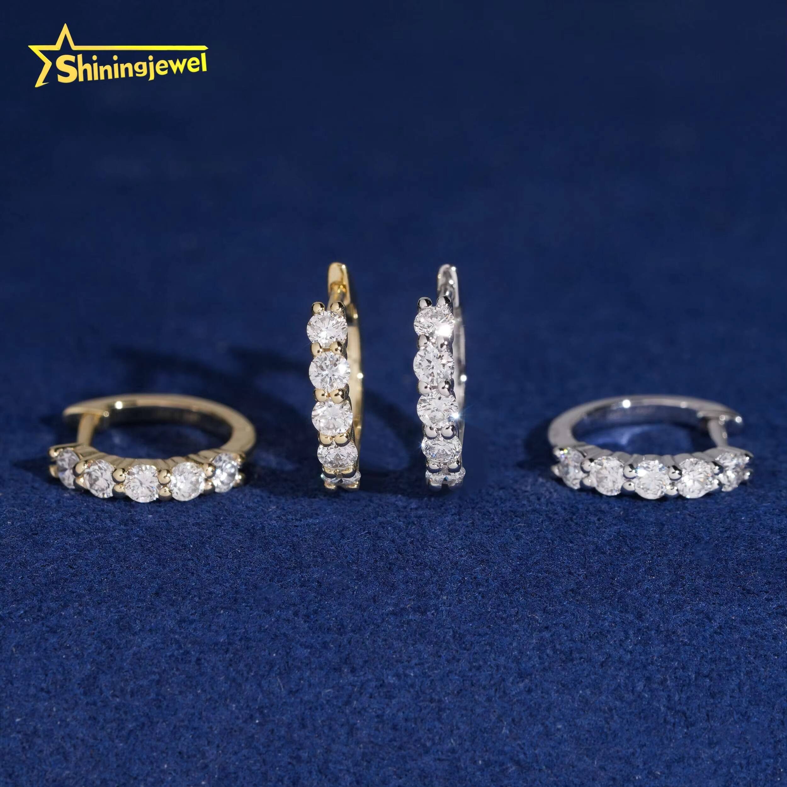 Wholesale Price Fine Jewelry 925 Silver Gold Plated Pass Diamond Test Hpht Lab Grown Diamonds Hoop Earrings