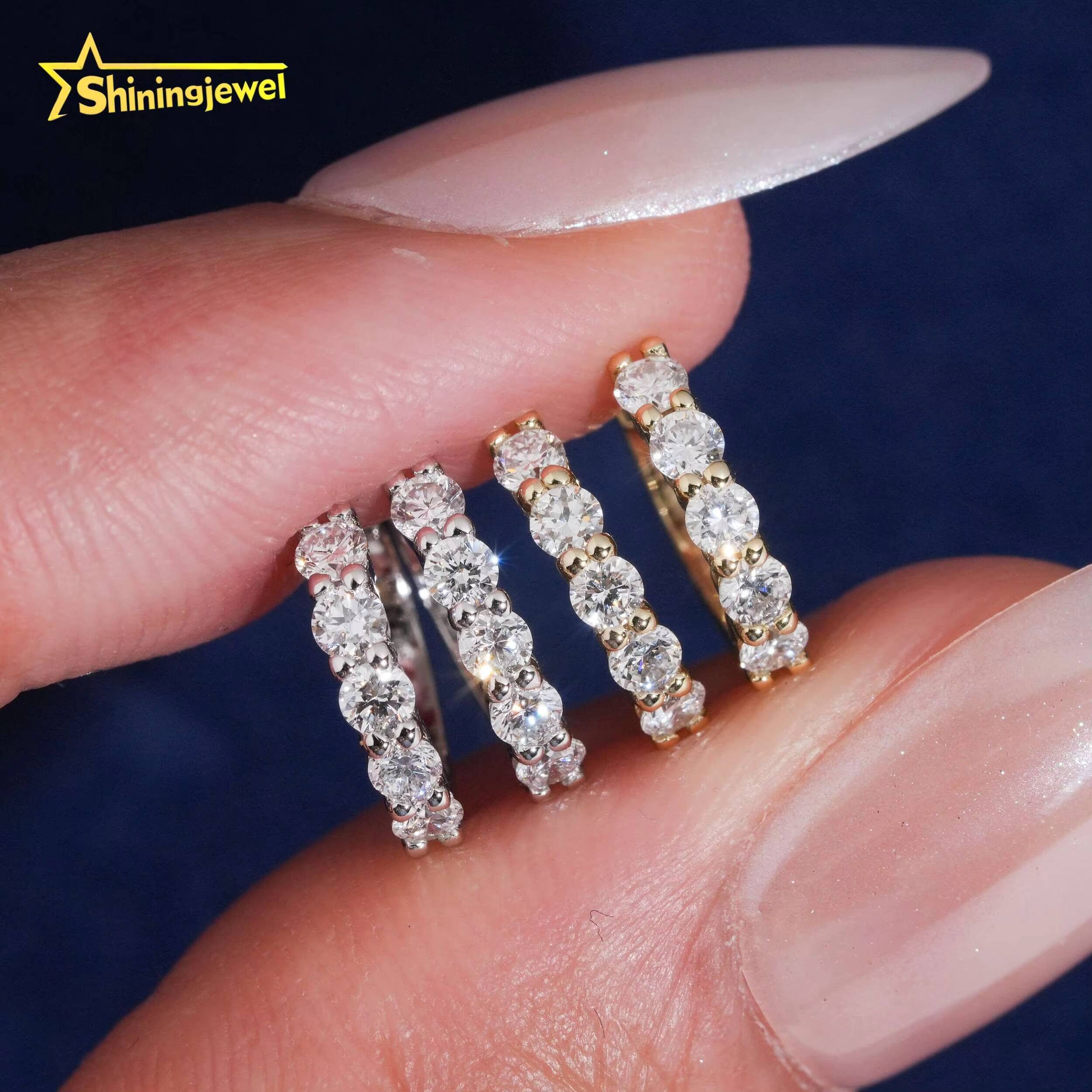 Wholesale Price Fine Jewelry 925 Silver Gold Plated Pass Diamond Test Hpht Lab Grown Diamonds Hoop Earrings