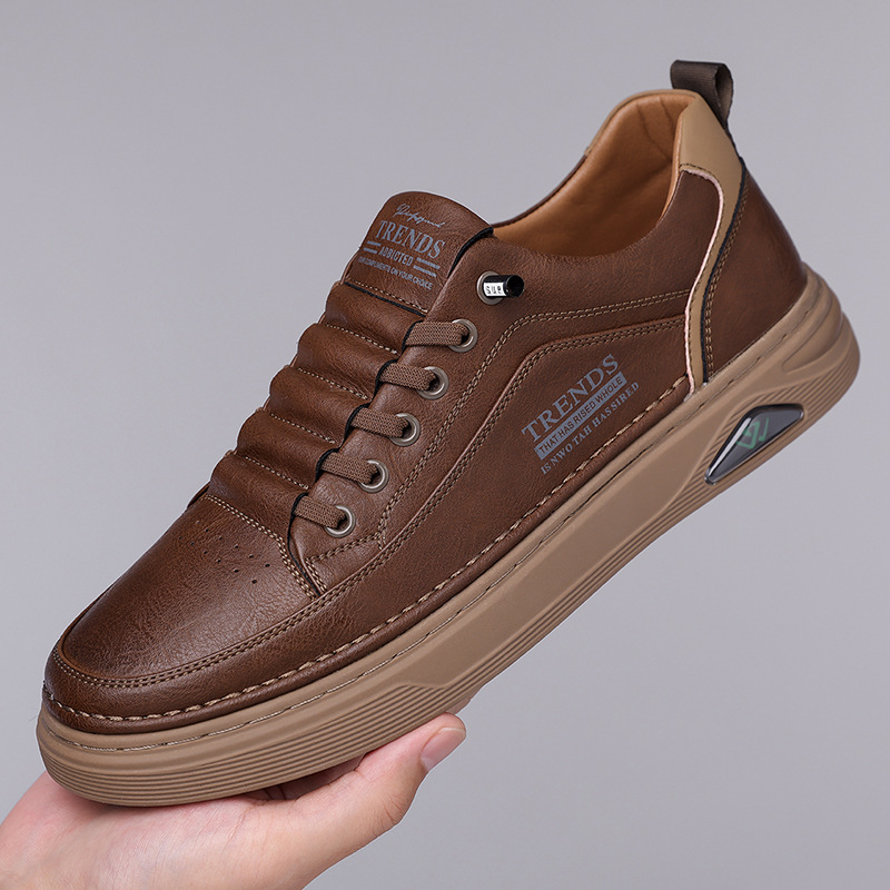 New design Shoes Spring and Autumn New Men's shoes Cross-border soft-soled trendy versatile Daily casual leather shoes Men's board shoes fre