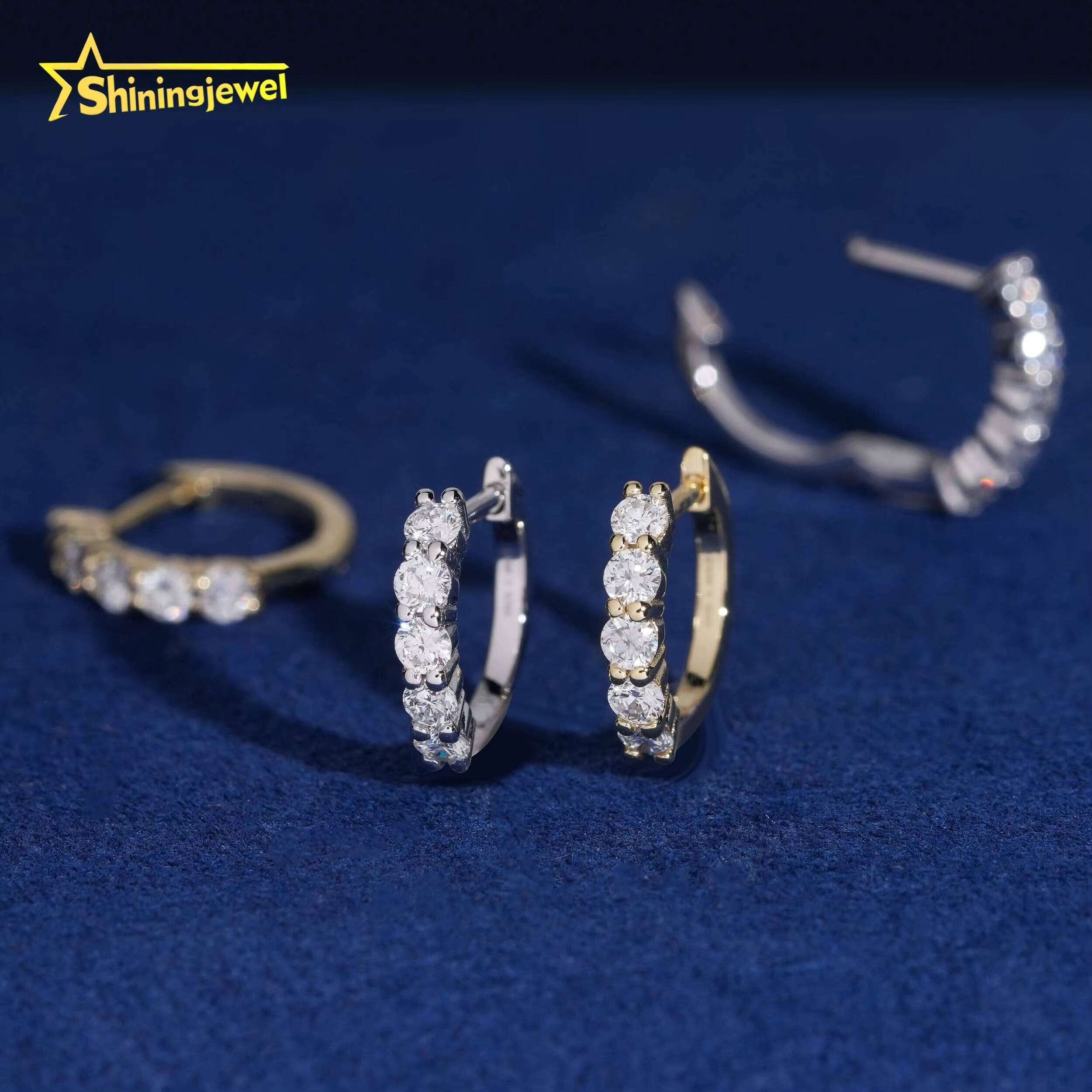 Wholesale Price Fine Jewelry 925 Silver Gold Plated Pass Diamond Test Hpht Lab Grown Diamonds Hoop Earrings