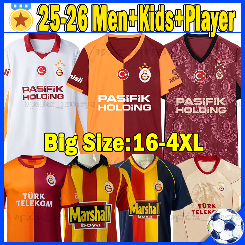 XXXL 4XL 25 26 Galatasaray OSIMHEN Soccer Jerseys 2025 2026 BARIS YUNUS MORATA Retro 1996 99 2010 13 Football Shirts SALLAI SANCHEZ Long sleeves Men Uniforms Kids Kits