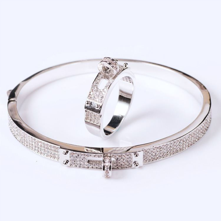 Creative Belt Ring Jewelry Classic Circle Bracelet Micro Inlaid Three Colors New Simple Celebrity Bracelet