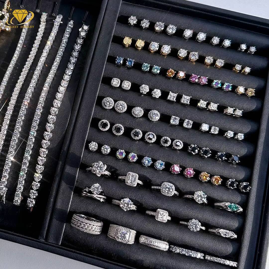 Hotsale Iced Out Hiphop Diamond Earring Silver 925 Vvs Moissanite Stud Earrings Iced Out Cluster Flower Stud Earrings