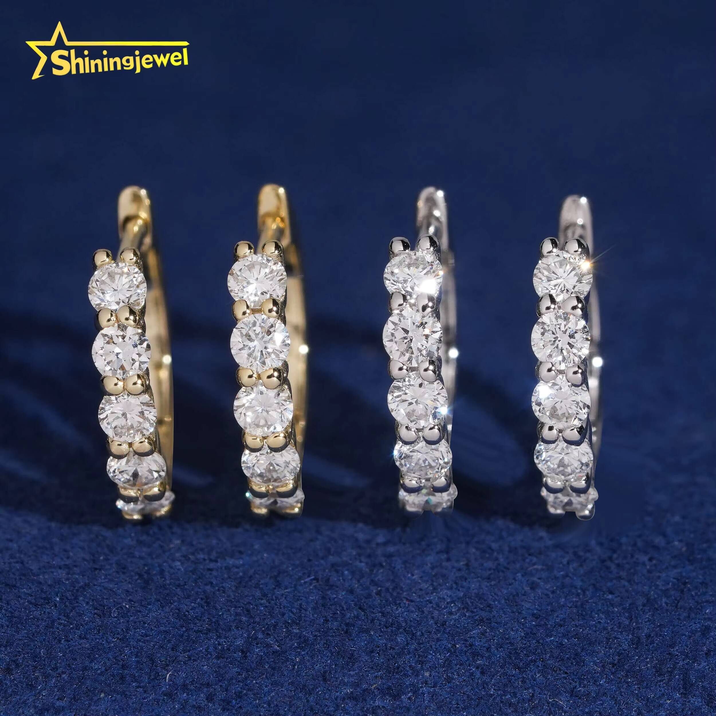 Wholesale Price Fine Jewelry 925 Silver Gold Plated Pass Diamond Test Hpht Lab Grown Diamonds Hoop Earrings