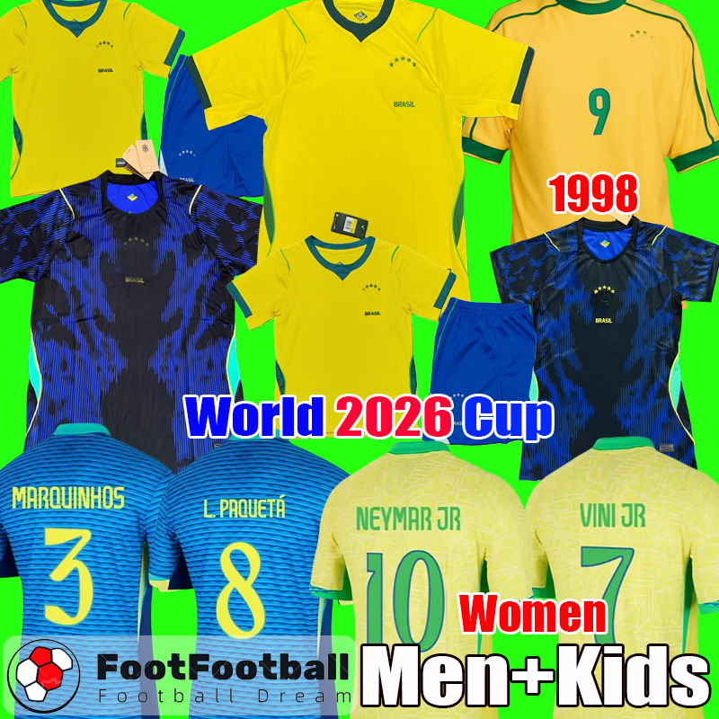 S-4XL 2026 World Brazil footbal kit Cup Soccer Jersey L.PAQUETA NEYMAR VINI JR. P.COUTINHO RICHARLISON football shirt G.JESUS T.SILVA BRUNO G. PELE CASEMIRO men kids kit