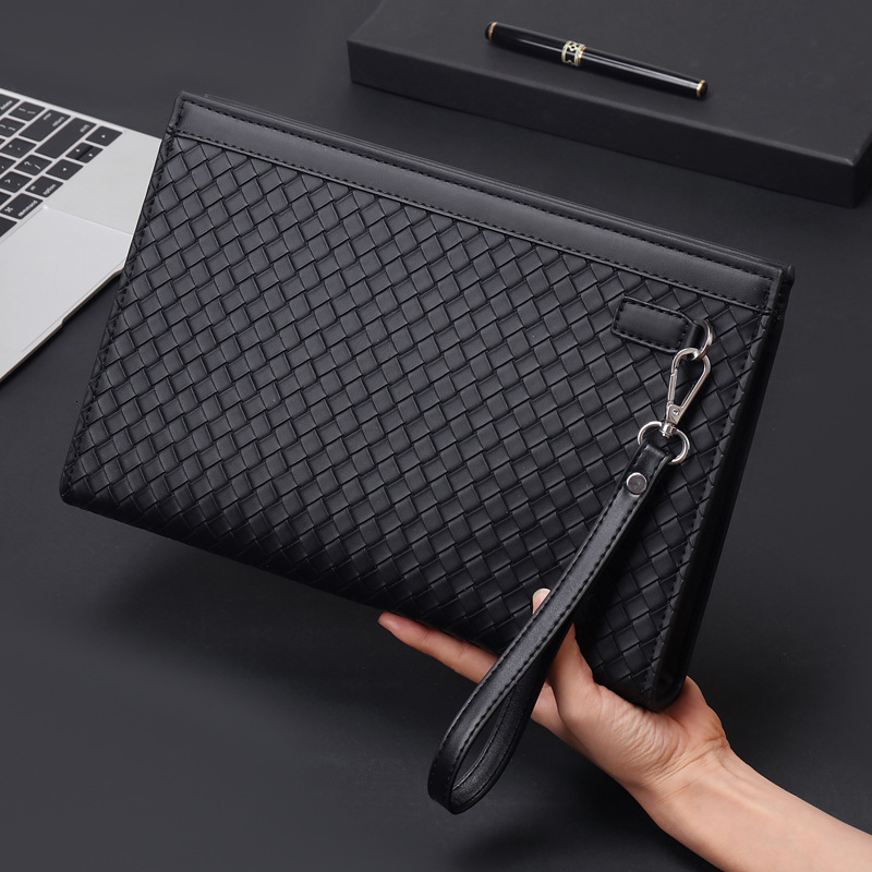Luxury Brand Designer Bag Men's Clutch Bag Woven Texture Handbag Men's Wallet Large Capacity Business Casual Clutch Envelope Bag Document Ba