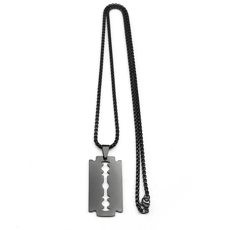 Gothic Blade Razor Pendant Necklaces Men Stainless Steel Black Goth Male Chain Necklace Grunge y2k emo Jewelry collier homme 251210