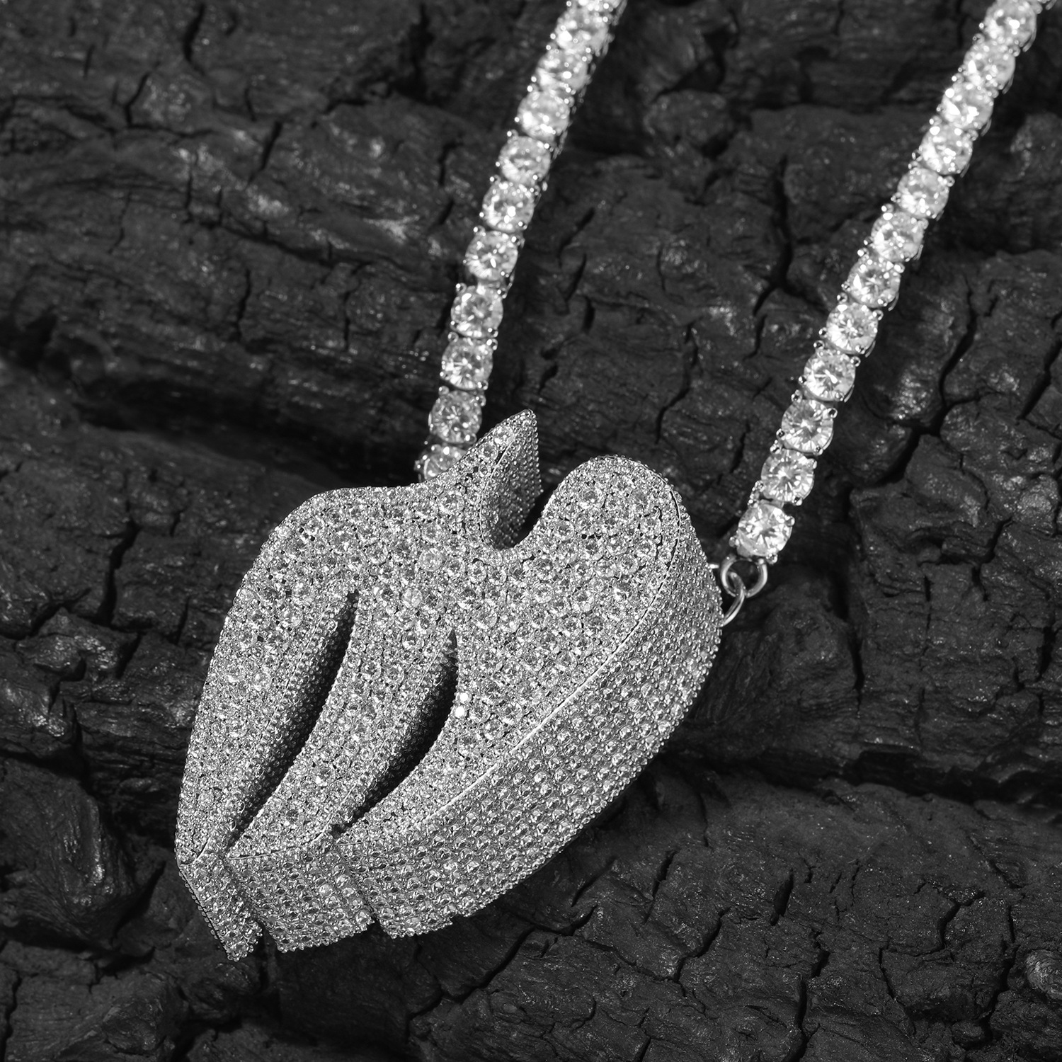 Hip Hop Flying Swallow Pendant Necklace Tennis Chain Choker TopBling 5A Zircons Real Gold Plated Men Women Couples Jewelry