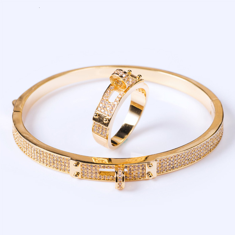 Creative Belt Ring Jewelry Classic Circle Bracelet Micro Inlaid Three Colors New Simple Celebrity Bracelet