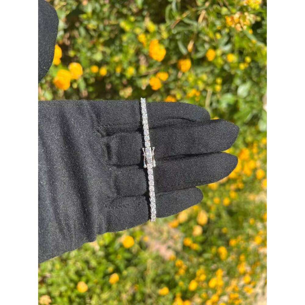 Rinntin SMN Premium Ice Crystal Tennis Necklace Chain VVS Transparent 14kt Sterling Silver 7-24inch Silicone Jewelry