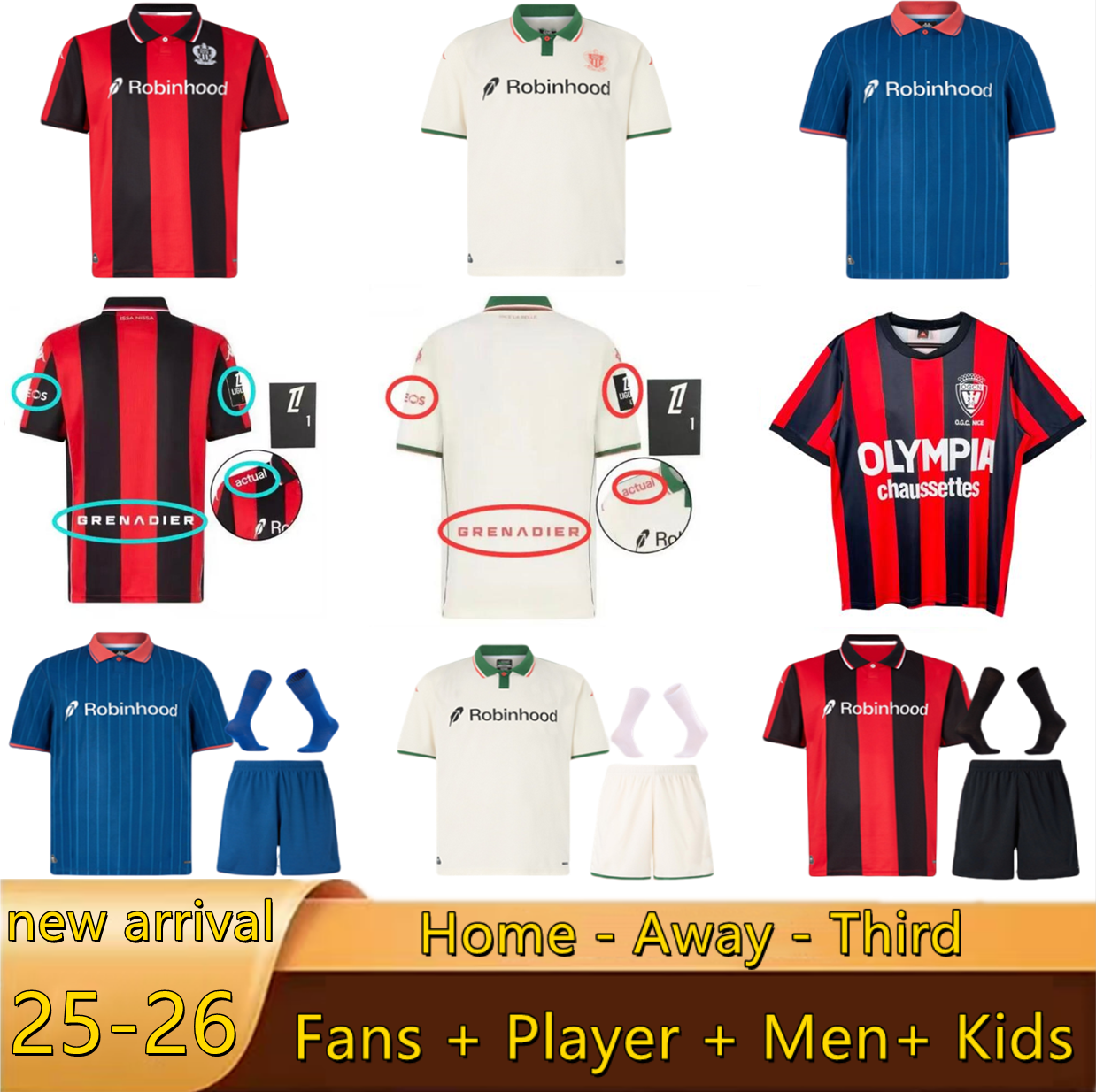 2025 2026 Maillot OGC Nice FC soccer jerseys AND T. MOFFI MOUKOKO NDOMBELE S. DIOP CHO retro 77 78 OGCNice football shirts ROSARIO DANTE BOGA BOUDAOUI Kids kits
