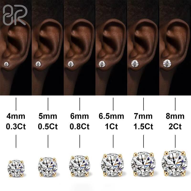 VVS Stud Moissanite Earrings Factory Wholesale Pass Diamond Test Bling Ice Out Square Buagette Brilliant Cut 925 Silver Jewelry