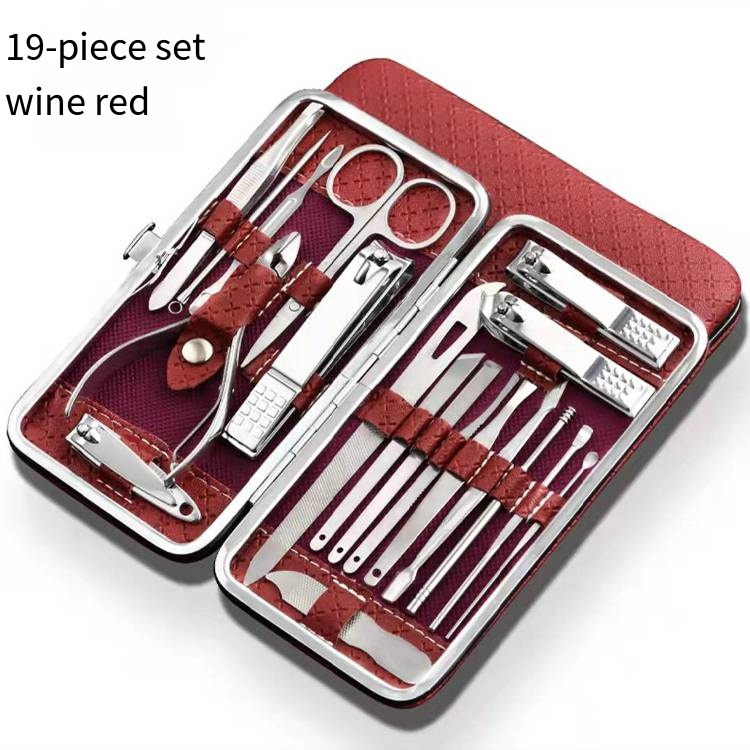 19Pcs/set Nail Clipper Set Manicure Pedicure Set Eyebrow Tweezer Stainless Steel Cutter Trimmer Dead Skin Pliers Remover Nipper Nails Scissor Tool