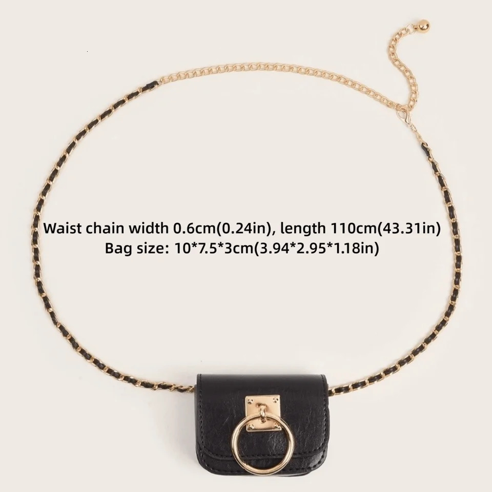 Square Women Vintage Belt Bag Dual-purpose Travel Waist Purse Gothic Fanny Packs PU Leather Y2K Style Metal Buckle Belts 251209 - view 5