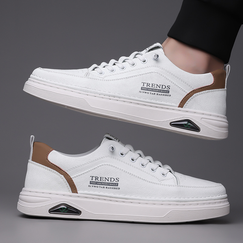 New design Shoes Spring and Autumn New Men's shoes Cross-border soft-soled trendy versatile Daily casual leather shoes Men's board shoes fre