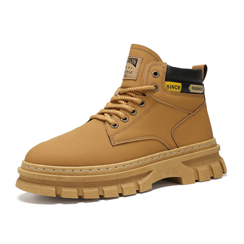 Luxury classic boots men 2026 Men's British Martin Boots, Mid Calf Work Boots High Top Casual Trendy Shoes Free Shipping