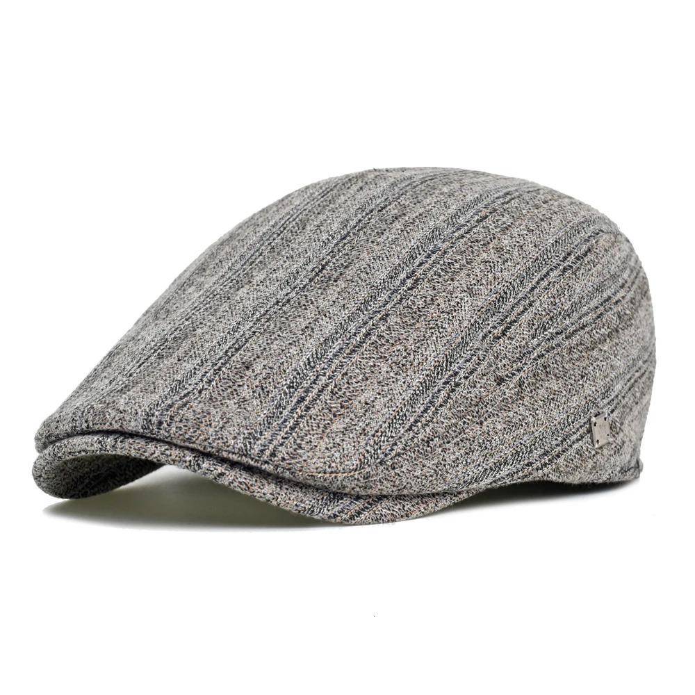 Winter Autumn sboy Cap Men Women Thick Warm Vintage Casual Stripe Berets Flat Hat Peaked Cap Adjustable 251210