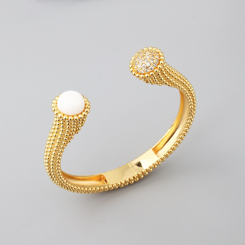 Fashion Socialite Temperament Agate Bracelet U-Shaped Women's gold Micro-Inlaid Zirconia Bracelet