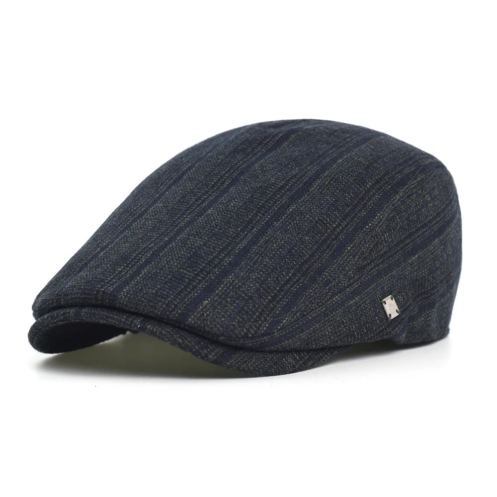 Winter Autumn sboy Cap Men Women Thick Warm Vintage Casual Stripe Berets Flat Hat Peaked Cap Adjustable 251210