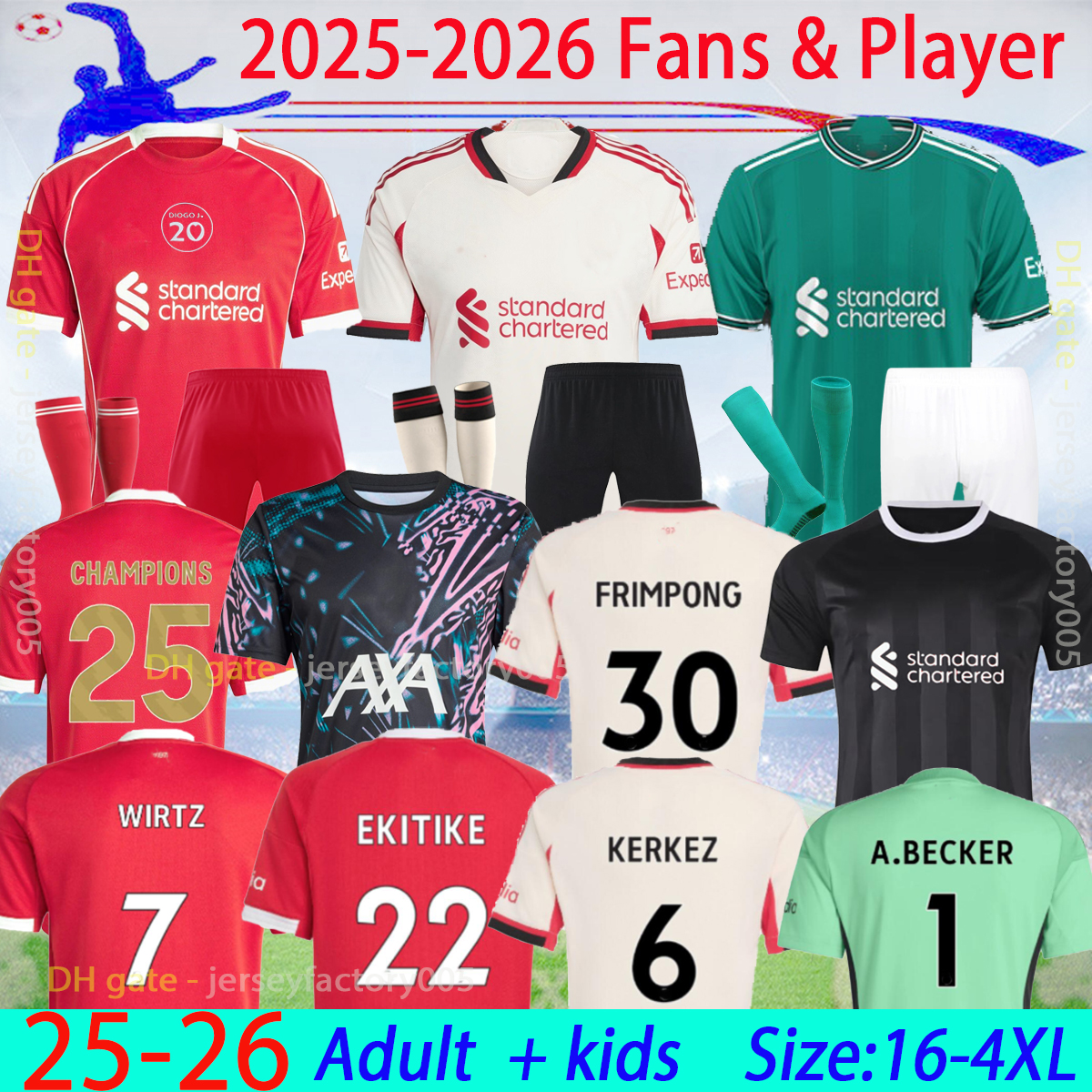 16-4XL 25 26 DIOGO J. WIRTZ soccer jersey 2025 ISAK LFCfootball shirt ENDO GAKPO DIOGE JOTA goalkeeper EKITIKE FRIMPONG SZOBOSZLAI A.BECKER Player men kids kit