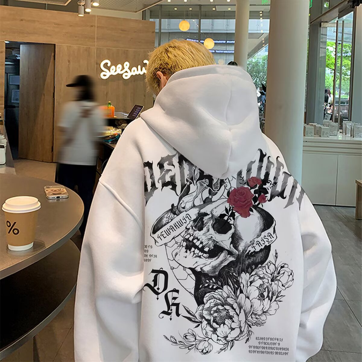 American Retro Heavyweight Hoodie for Men - Plus Size, Autumn/Winter, Fleece-lined, Chinese Streetwear Brand, Loose Fit, Unisex Top