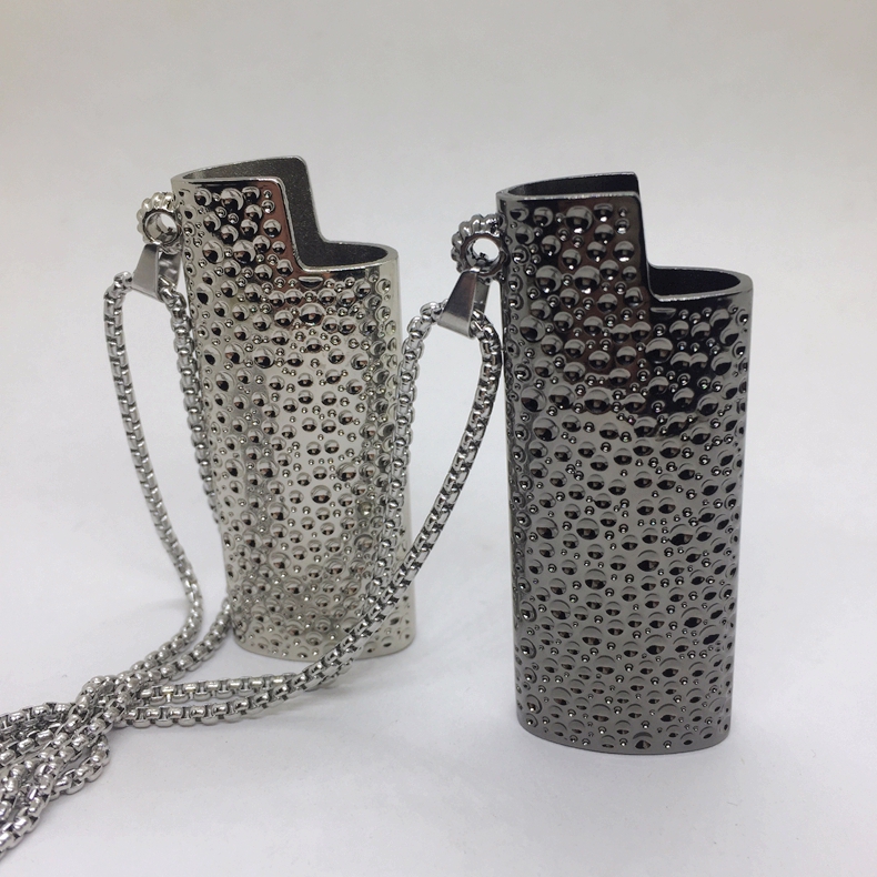 Colorful Smoking Metal Replaceable Inside Lighter Case Pendant Necklace Sheath Casing Shell Protection Sleeve Dry Herb Tobacco Cigarette Holder