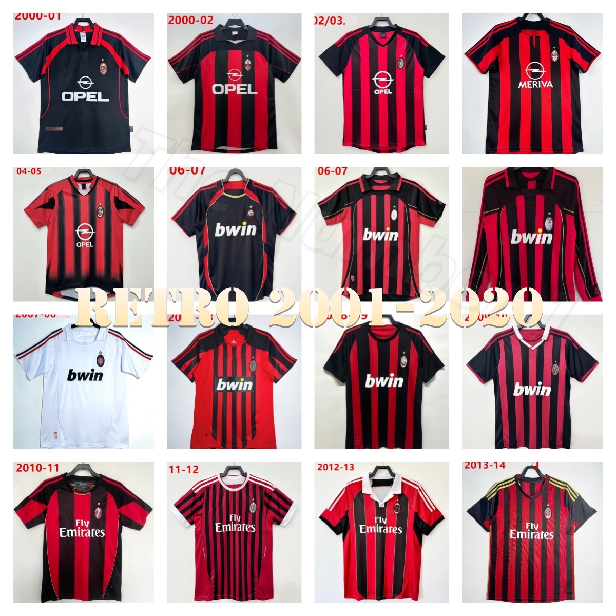 2001/2020 Retro Soccer Shirts 22 KAKA Football Jersey RONAL DO 99 AONAL DINHO PIRL O MAL DINI 3 Retro Style Throwback Shirts Premium Quality Available in Various SiZES