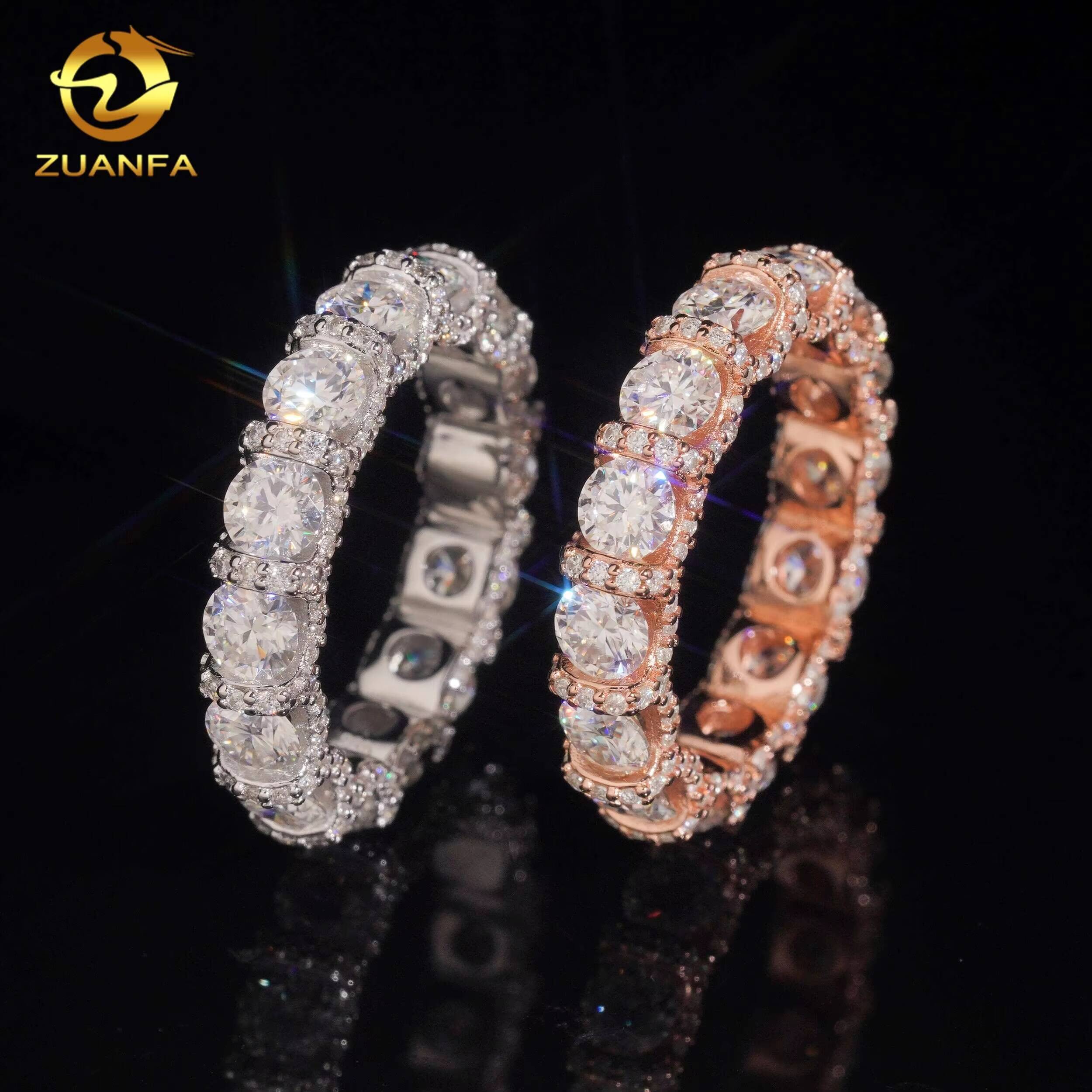 Fashion Jewelry Pass Diamond Tester Top Quality Iced Out Eternity Band 925 Sterling Silver Moissanite Rings