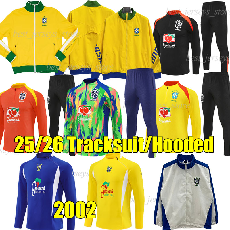 XXXL 2025 BRASIL soccer set football tracksuits Survetement 2002 track jacket RODRYGO VINI JR RAPHINHA MARTINELLI Jogging Hoodies training bRaZils adult kids 2026