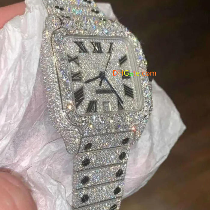 Moissanite Diamond Iced Out Designer Mens Watch Quality Quartz Automatic Movement Watches Luxury Logo Clock CA134