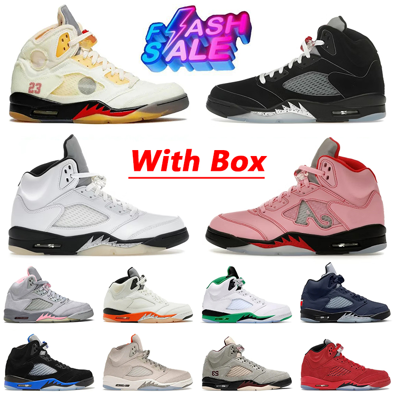 Basketball Shoes 5 5s V Men Top Quality Sail Off Black Muslin Reverse Metallic Dark Racer Blue Anthracite White Dhgate Sports Sneakers Big Size 47