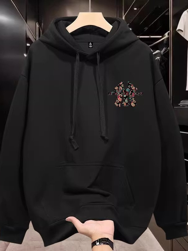 Men's Chinese Streetwear Hoodie - New Oversized/Loose Crew Neck, Casual Fleece-Lined, American Bad-Boy Style Men's Jacke