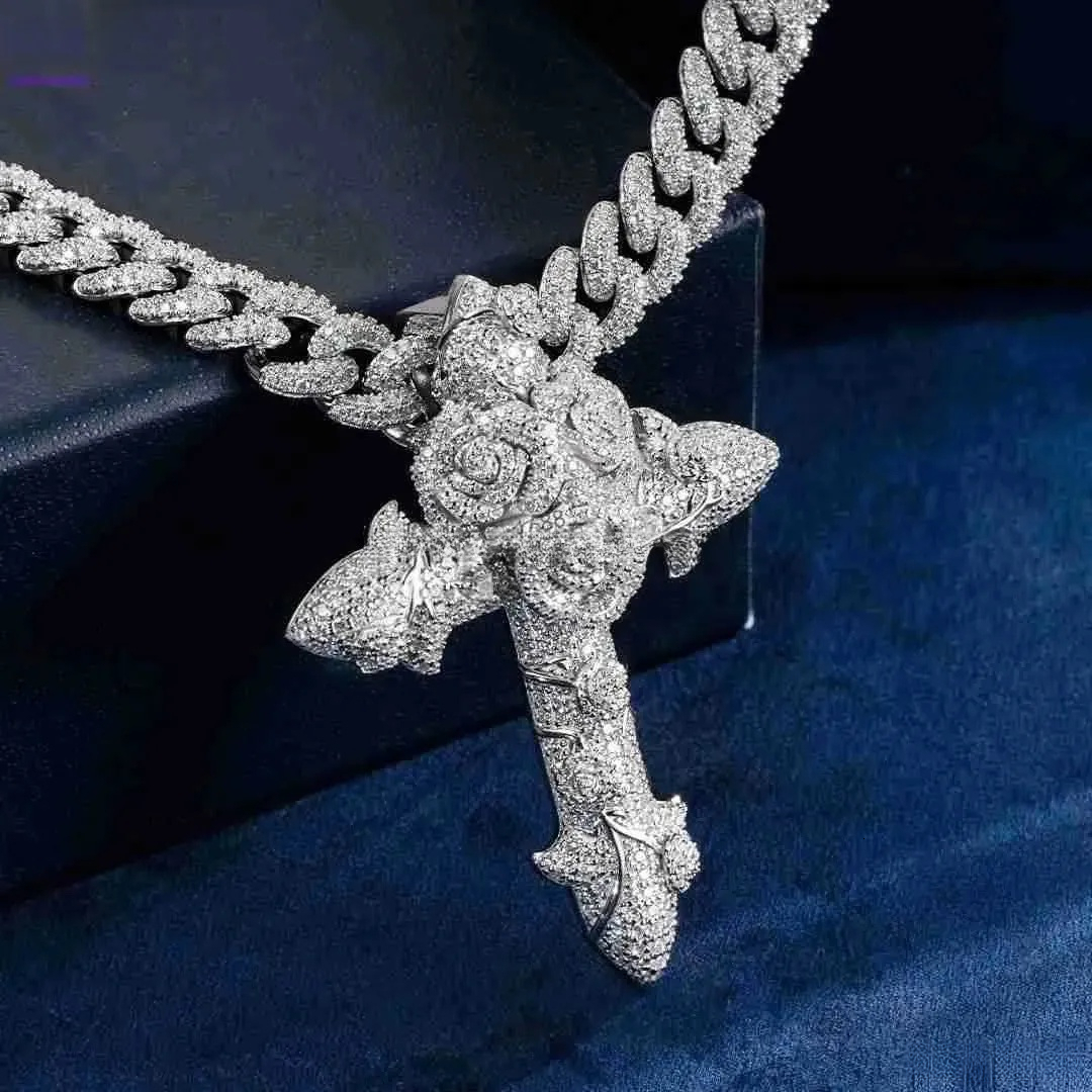 Chain For Man Name Personalized Make Pass Tester Iced Out Vvs Dia Moissanite Cross Pendant Rapper Custom Character For woman necklace Men V2 Ddmywonde