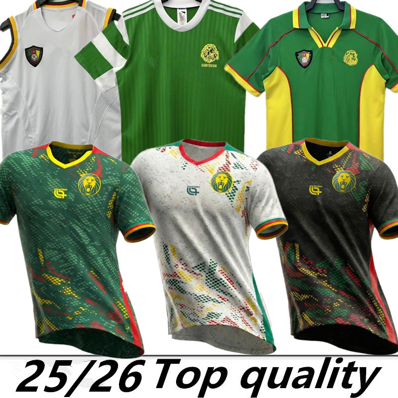 2025 Africa Cup Cameroon soccer jerseys Cameroonian jersey NKOULOU M.HONGLA ABOUBAKAR 1990 1998 Cameroon Retro Mens Soccer Jersey WOME MBOMA ETO O Home 2002 away