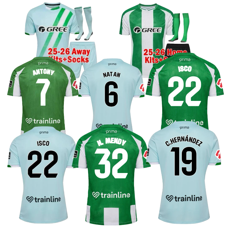 25 26 Real Betis Soccer Jerseys ISCO 2025 2026 ANTONY JOHNNY PEZZELLA EZ ABDE FEKIR AVILA CHIMY Football Shirts AYOZE BAKAMBU SABALY Men Uniforms Kids Socks Full Kits